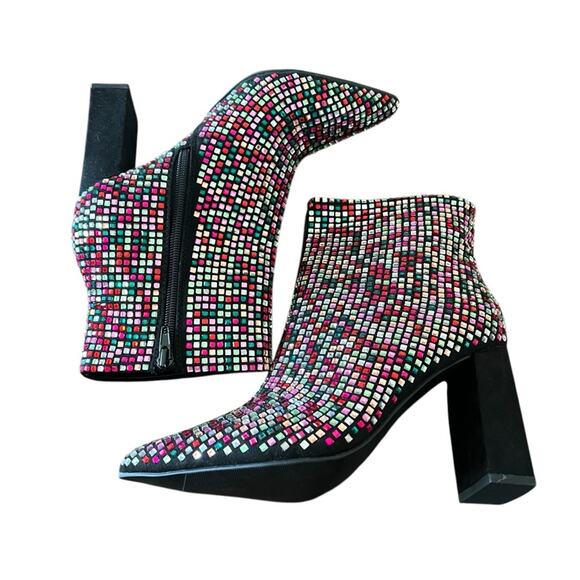 Wild Pair Ingrid Pointed Toe Bling Dress Booties Rhinestone Multi Color NEW 7 - Picture 7 of 9